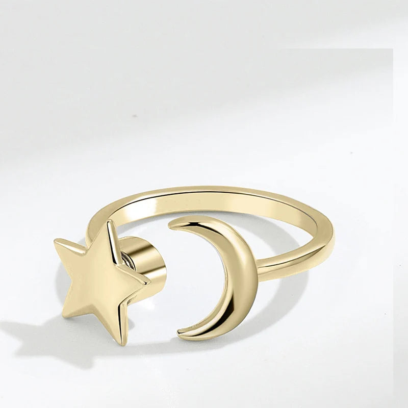 Bague-anti-stress-femme-homme-étoile-lune