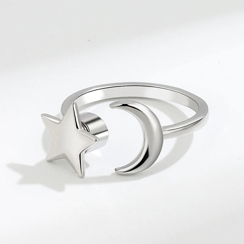 Bague-anti-stress-femme-homme-étoile-lune